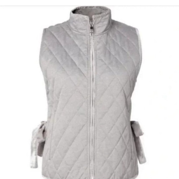 Banana Republic,Gray, Quilted,Women’s Split Vest w/velvet trim. Excellent cond. - Picture 2 of 8